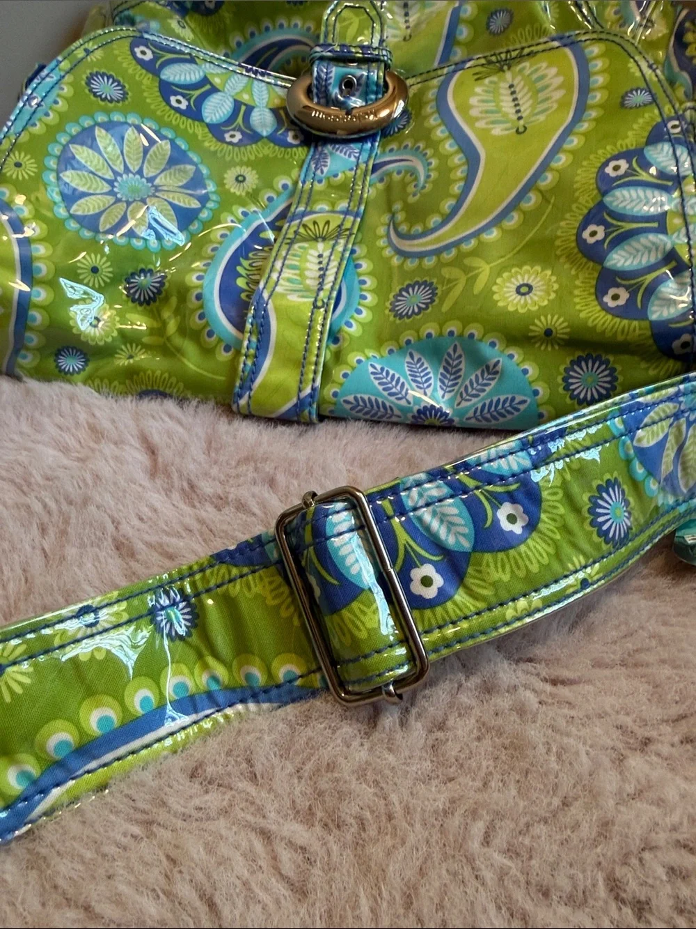 Green & Blue Paisley Kids Crossbody Bag with Matching Pouch